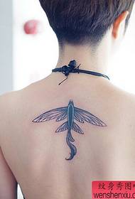 Tattoo show, recommend a woman's back flying fish tattoos