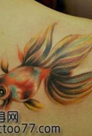 Beauty shoulder color small goldfish tattoo pattern