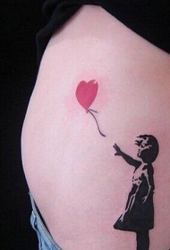 beauty waist creative heart-shaped balloon and portrait tattoo pattern
