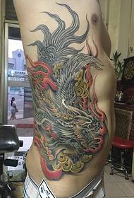 80 men's side waist domineering dragon tattoo pattern