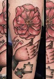 waist pink flower tattoo pattern