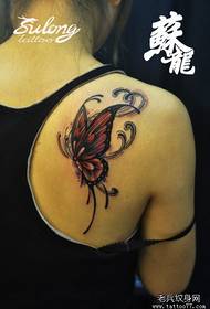 Color butterfly tattoo pattern for girls on the shoulders