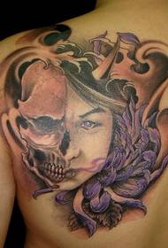 Man tattoo pattern: shoulder skull beauty tattoo pattern