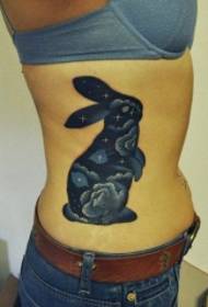beauty waist starry rabbit tattoo pattern