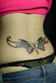 female personality waist butterfly totem tattoo