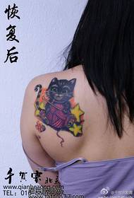 Beautiful shoulders cute and beautiful cat tattoo pattern