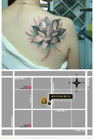 Girls' shoulders are beautiful and popular black and white lotus tattoo designs