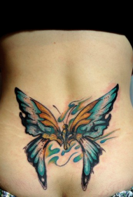 女腰彩色個性蝴蝶紋身圖案
