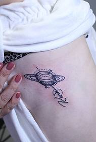 small fresh English and the planet's side waist tattoo pattern