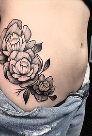 tatuiruotė juosmens taške Europos ir Amerikos gėlių tatuiruotės modelis