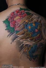 Shoulder color Tang Lion Peony tattoo works