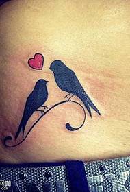 Waist bird tattoo pattern
