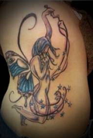 Mid-rise tattoo, baie eenvoudige lyne, tatoeëringskets, tatoeëring van die middellyf, klassieke patroon