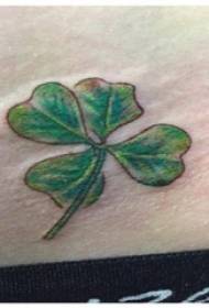 Clover tattoo picture girl waist four-leaf clover tattoo picture