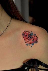 Girl shoulder color love diamond tattoo pattern