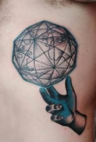 Tattoo bočni struk muški dječak bočni struk gore ruka i zemlja tattoo slika