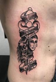 Talie laterală talie bărbat bărbie talie laterală pe engleză și imagine de tatuaj personaj