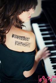 Beauty shoulder personality music tattoo