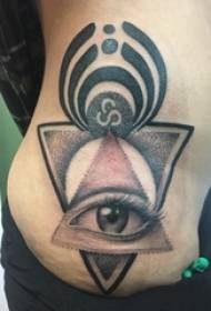 Øjetatovering dreng talje sort grå tatovering skitse øjetatoveringsmønster