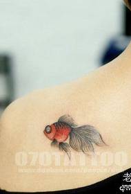 Ŝultro tatuaje ŝablono: ŝultro goldfish tatuo ŝablono bildo
