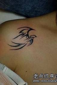 Beauty shoulder totem swallow tattoo