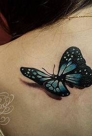 Žena rameno 3d motýl stereo tetování vzor
