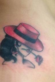 Cintura lateral de garota de tatuagem de retrato de personagem na foto de tatuagem de retrato de personagem colorida