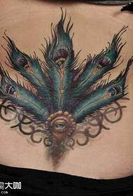 waist peacock feather tattoo pattern