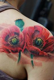 上海纹身秀图吧针藏刺青作品:肩部花卉纹身