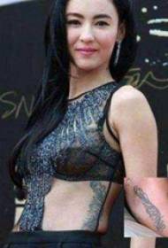 Cecilia Cheung's Tattoo Star Side Waist Black Feather Tattoo Picture