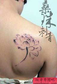 An ink lotus tattoo pattern for girls' shoulder fashion