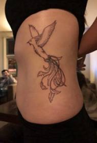 Tattoo fire phoenix girl's waist on the minimalist phoenix tattoo pictures