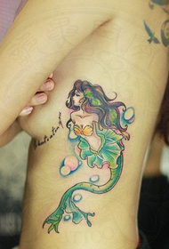 sexy side waist beautiful little mermaid tattoo pattern
