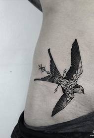 side waist geometric line swallow tattoo tattoo pattern