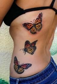 3d butterfly tattoo girl side baywang kulay na butterfly tattoo na larawan