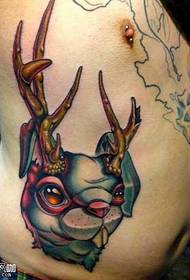 腰兔子鹿紋身圖案