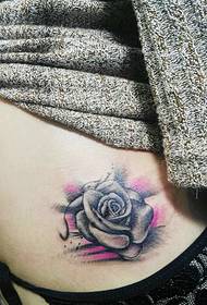 sexy rose tattoo pattern on the left side of the waist