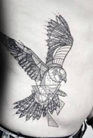 bel tarafında erkek siyah nokta üzerinde geometrik basit çizgi küçük hayvan kuş dövme resim