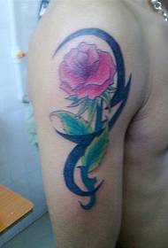 Tianjin Xiaodong Tattoo Show Bar Works: Shoulder Rose Tattoo Pattern