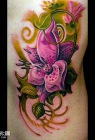 waist purple flower tattoo pattern