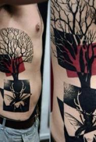 Side waist tattoo male boy side waist insect and big tree tattoo picture