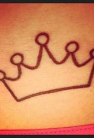 girls on the waist on the black line sketch literary aesthetic crown tattoo picture