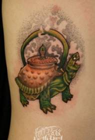 Turtle tattoo girl's side waist colored turtle tattoo picture
