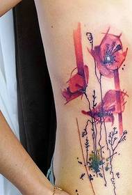 side waist bright and incomparable Watercolor Tattoo Pattern