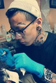 Personality tattooist shoulder butterfly tattoo scene