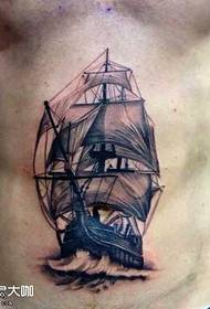 patró de tatuatge de barca d'ona de l'aigua de cintura
