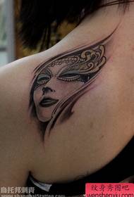 Beauty shoulder venetian mask tattoo