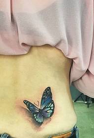 Patrón de tatuaje de mariposa de color 3D en la cintura
