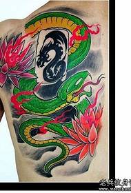 Snake Tattoo Pattern: Öxl litur Snake Lotus Tattoo Pattern