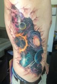 boys side waist painted watercolor sketch creative domineering planet element tattoo picture